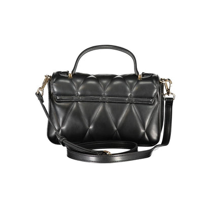 Twinset Black Polyethylene Women Handbag with quilted design and detachable strap, showcasing elegance and utility.