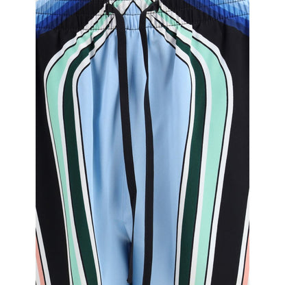 Casablanca Multicolor Silk Bermuda Shorts with graphic mountain print and elastic waistband.