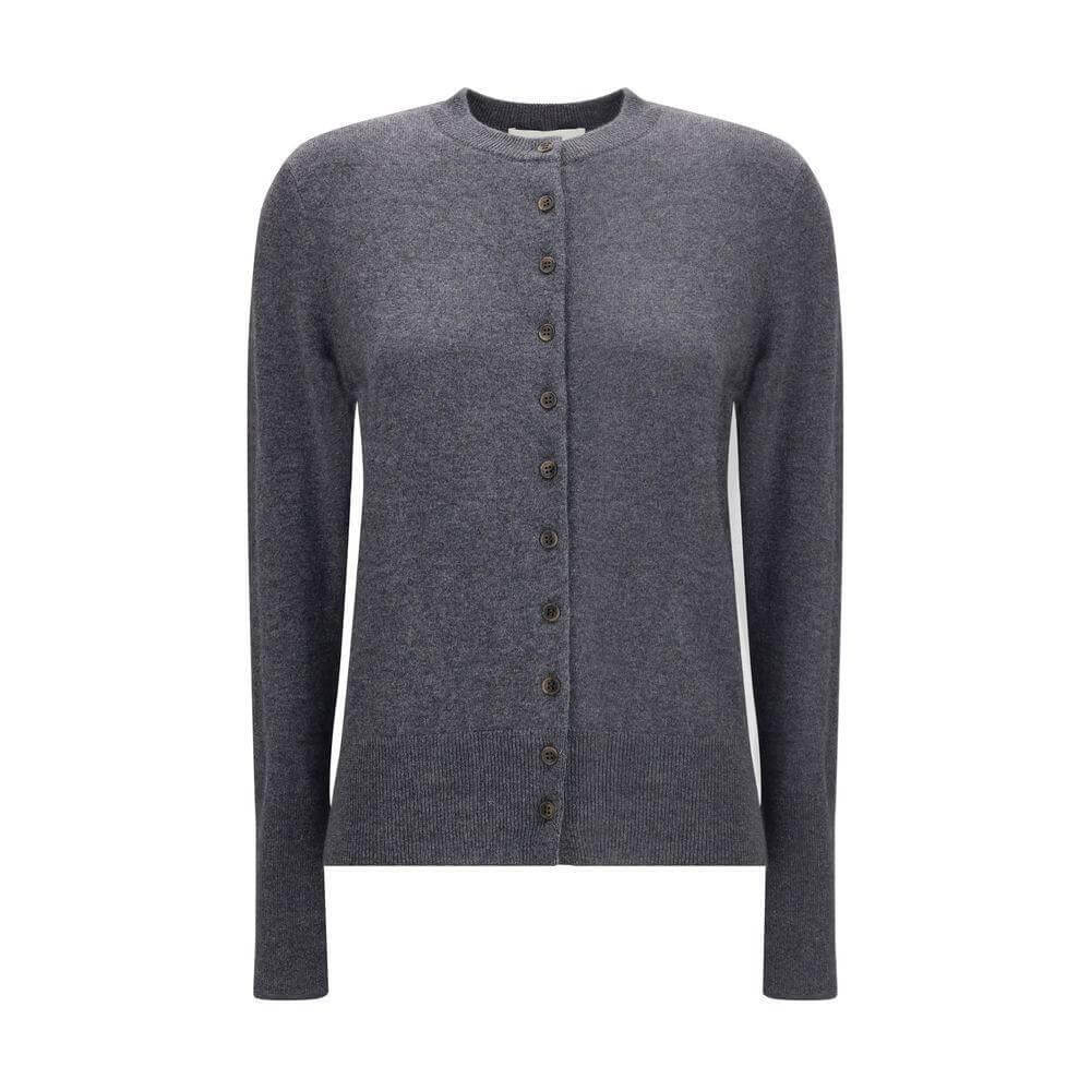 Lisa Yang Nellia Cardigan in cashmere with classic crew neck and button closure, featuring ribbed trim, perfect for elegant looks.