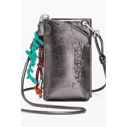 Alt Tag: Desigual Bronze Polyethylene Women Wallet with shoulder strap and key holder, showcasing a bold style with contrast details.