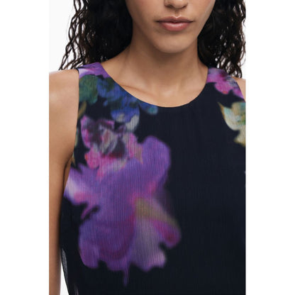 Desigual Black Polyester Women Dress with bold floral print and sleeveless design
