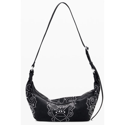 Desigual Black Polyethylene Women Handbag with adjustable strap and stud embellishments, ideal for fashion-forward style seekers.