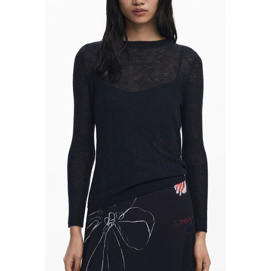 Desigual Black Polyester Women Dress with detachable heart warmers and adjustable straps, showcasing signature sophisticated style.
