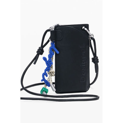 Desigual Black Polyethylene Women Wallet with contrast details and crossover strap, showcasing style and practicality.