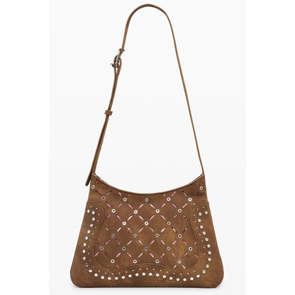 Desigual Brown Polyethylene Women Handbag with studs and adjustable strap