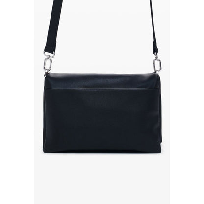 Desigual Black Polyethylene Women Handbag with adjustable strap and zip closure, showcasing sleek design from the back view.