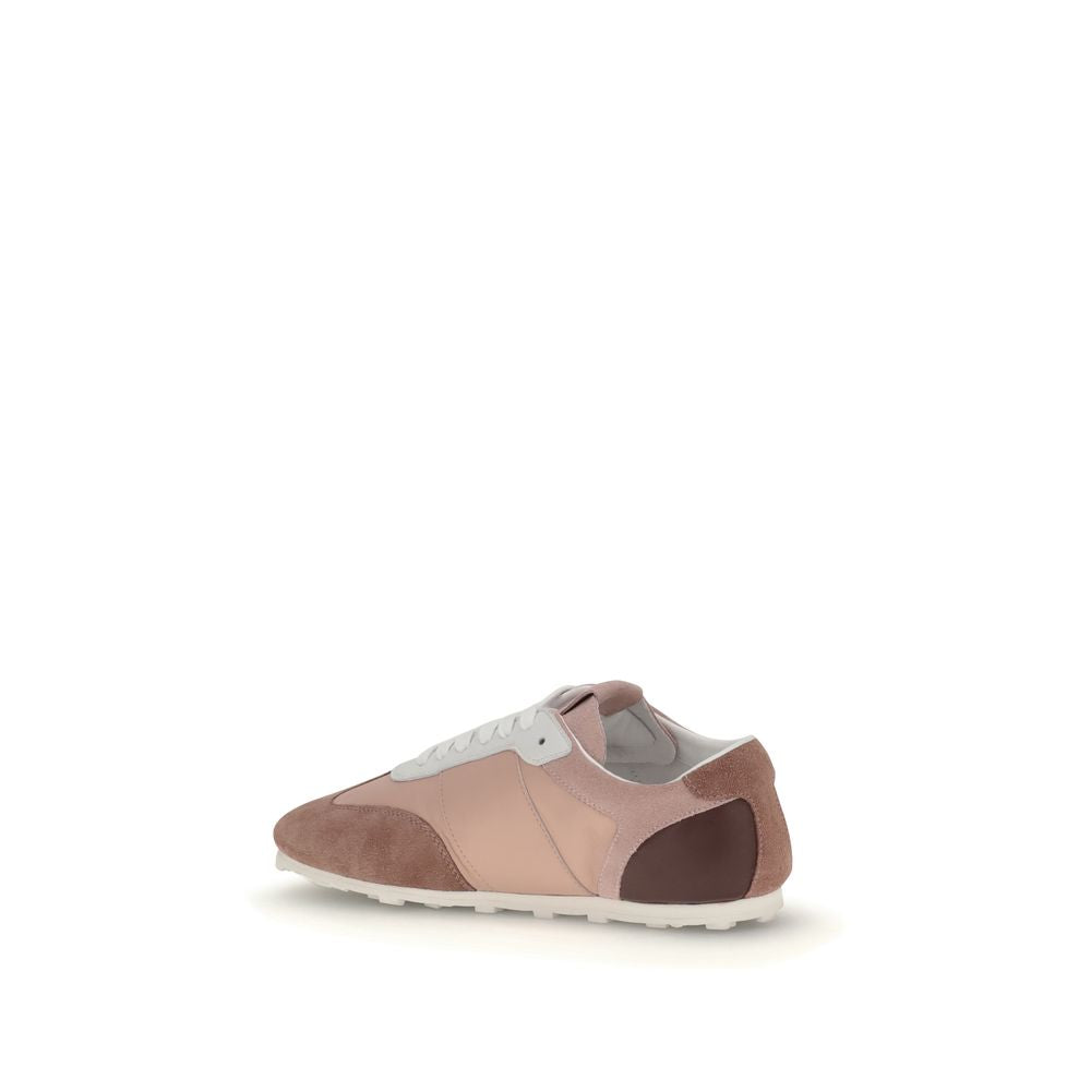 Marni Multicolor Calf Leather Bos Taurus Athletic Sneakers in brown and pink suede, low-top design suitable for retro soccer-inspired comfort.