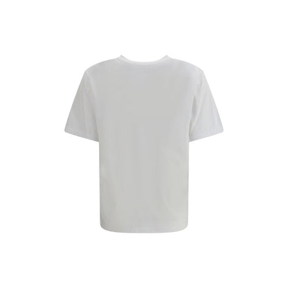 Back view of MM6 White Cotton T-Shirt featuring ribbed crew neck and logo detailing for contemporary style, 100% cotton.