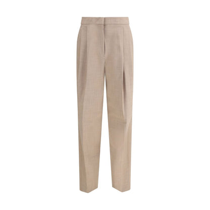Fabiana Filippi Beige Fleece Wool Dress Pants with refined diamond thread loop detail and darts for a sculpted silhouette.