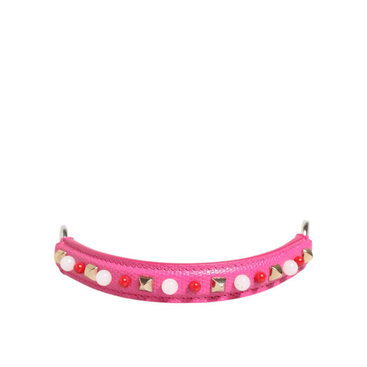 Dolce & Gabbana Pink Embellished Leather Bag Handle Women Shoulder Strap