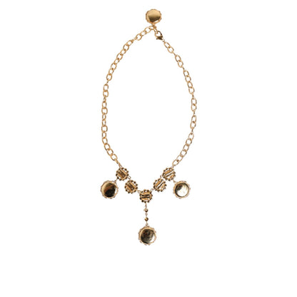 Dolce & Gabbana Gold Crystal Clock Face Pendant Statement Jewelry Necklace