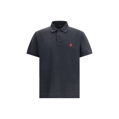 Balenciaga Black Cotton Polo Shirt with embroidered logo, classic collar, two-button closure, short sleeves, made in Portugal, AW25 collection.