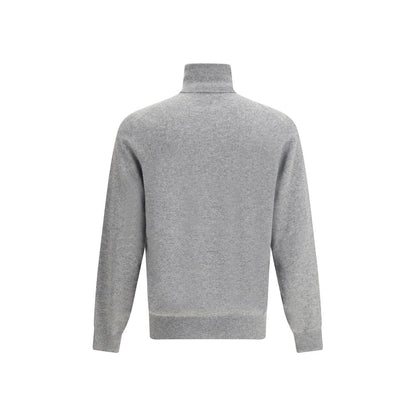 Back view of Brunello Cucinelli Gray Cashmere Cashmere Sweater showcasing its turtleneck and ribbed cuffs.