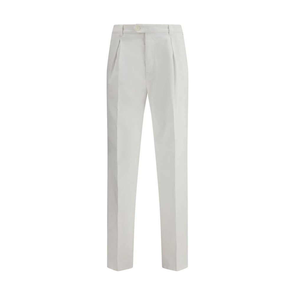 Brunello Cucinelli White Cotton Casual Pants
