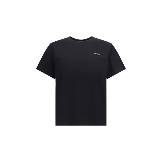 Premiata Black Cotton T-Shirt with embroidered logo, classic collar, short sleeves with cuffs, ideal for casual looks, 100% cotton.