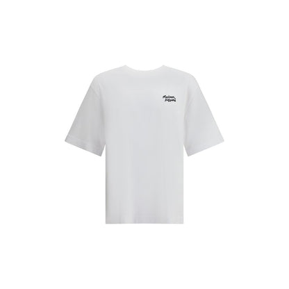 Maison Kitsuné White Cotton T-Shirt with contrast logo on front