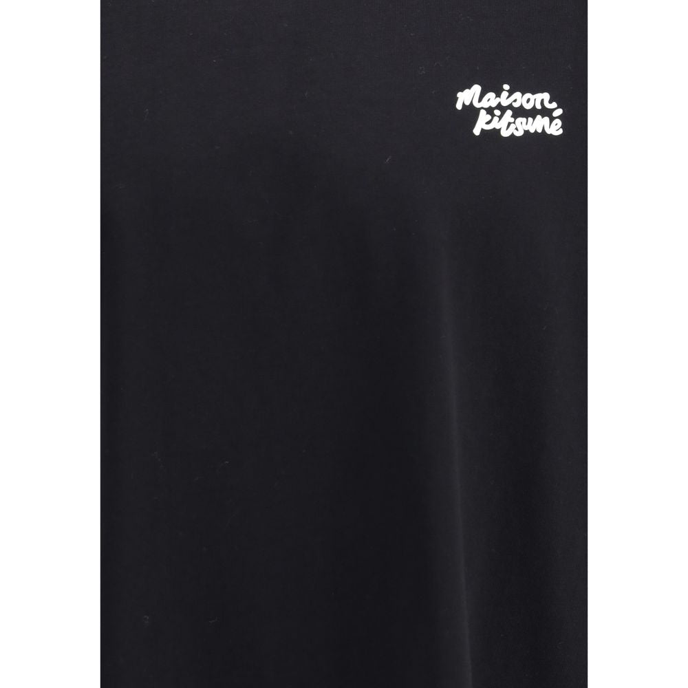 Maison Kitsuné Black Cotton T-Shirt with contrasting logo on front