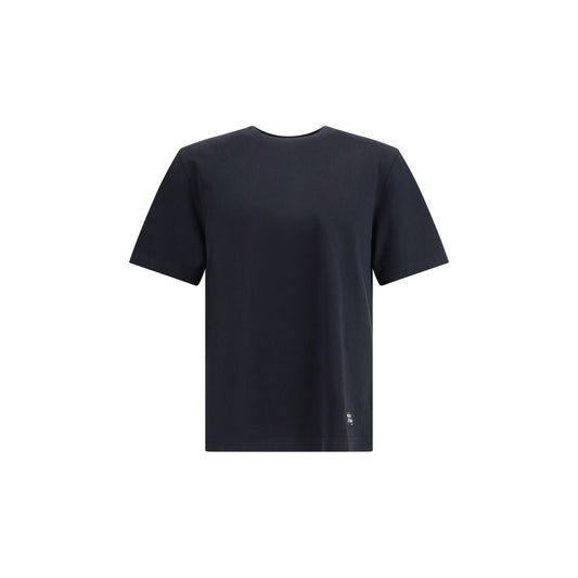 Maison Kitsuné Black Cotton T-Shirt with ribbed crew neck and logo patch.