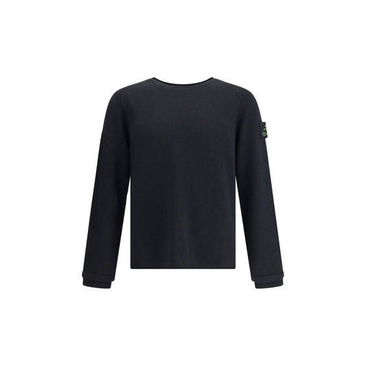 Premiata Black Merino Wool Sweatshirt with ribbed cuffs and side-applied logo patch, offering comfort and style for AW25 season.