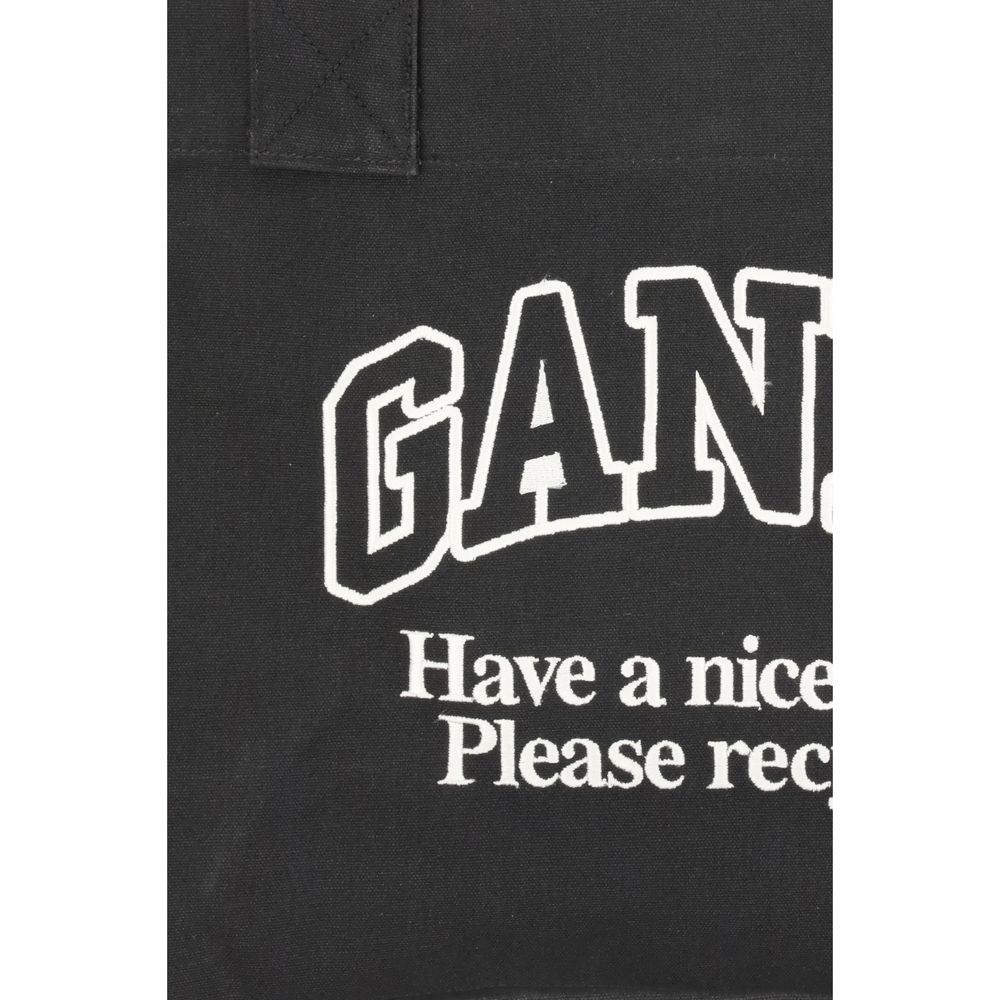 Ganni Black Cotton Shoulder Bag