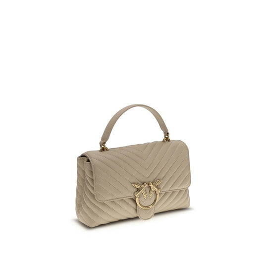PINKO Love Lady Handbag with gold-plated Love Birds logo, quilted design, and sliding chain strap, calfskin leather elegance for AW25.