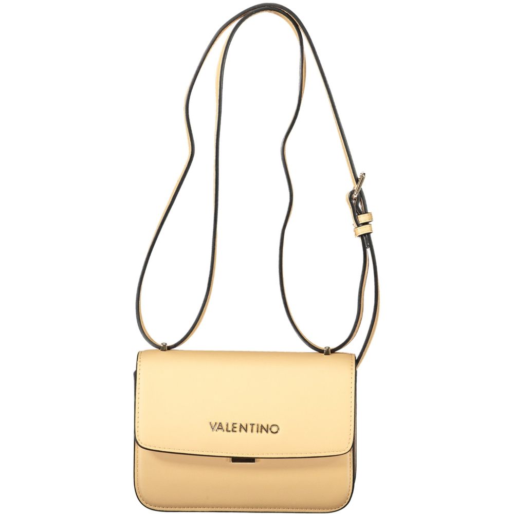Mario Valentino Beige Polyethylene Handbag with adjustable strap, automatic closure, and logo. Features 4 internal pockets.