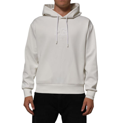 Dolce & Gabbana White Logo Hooded Men Sweatshirt  Sweater