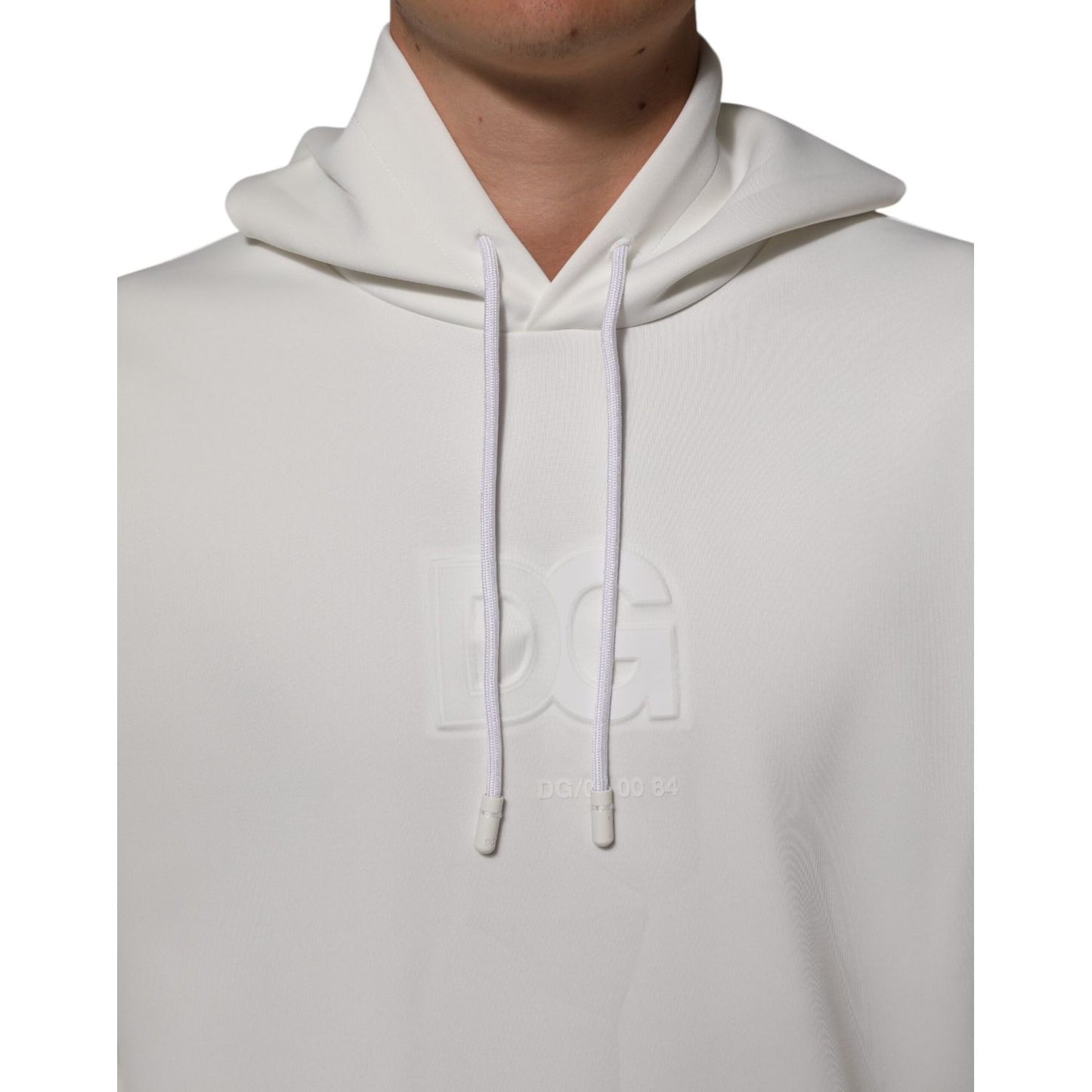 Dolce & Gabbana White Logo Hooded Men Sweatshirt  Sweater