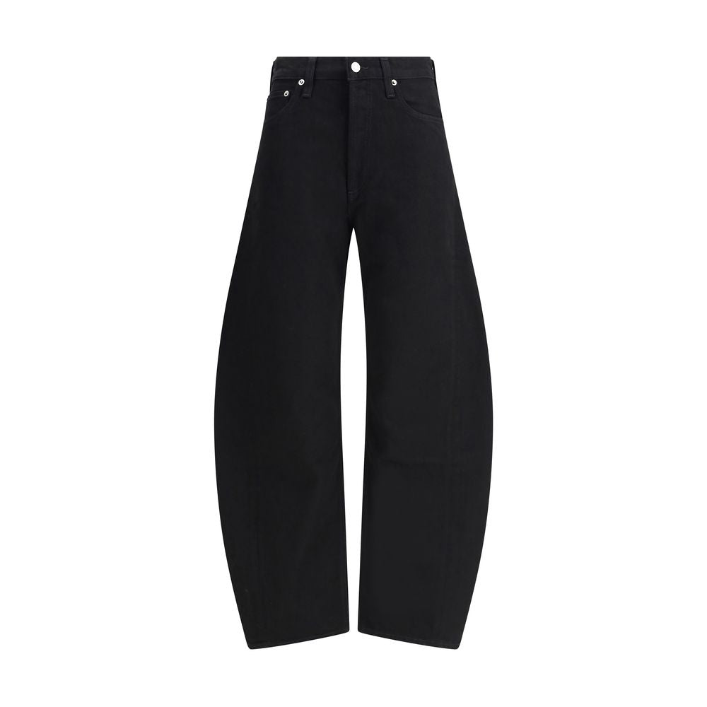 Agolde Black Recycled Cotton High-Waisted Jean with contoured leg and pieced design, AW25, oversize fit, eco-friendly, tailored look