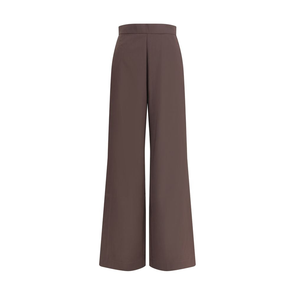 Di Stavnitser Brown Fleece Wool Casual Pants with side zipper and wide leg design for fluid movement and contemporary style.