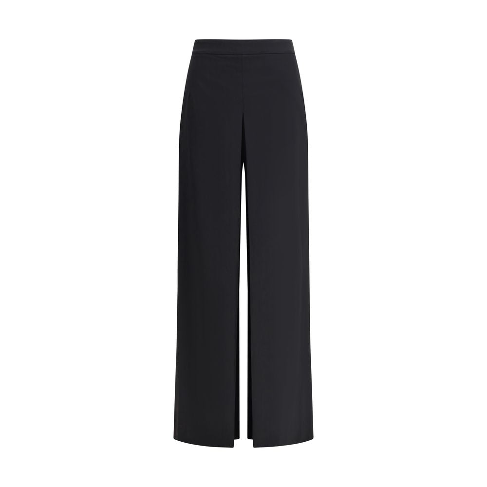 Di Stavnitser Black Polyester Casual Pants with wide leg and high waist for a sleek, contemporary silhouette.