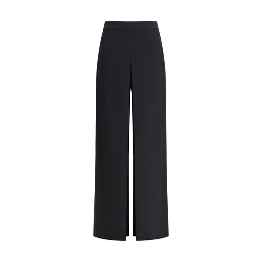 Di Stavnitser Black Polyester Casual Pants with wide leg and high waist for a sleek, contemporary silhouette.