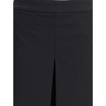 Close-up of Di Stavnitser Black Polyester Casual Pants with wide leg and sleek design.