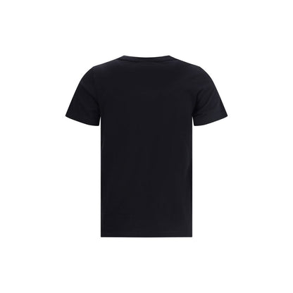 Back view of Maison Kitsuné Black Cotton T-Shirt with crew neck and fox patch emblem.