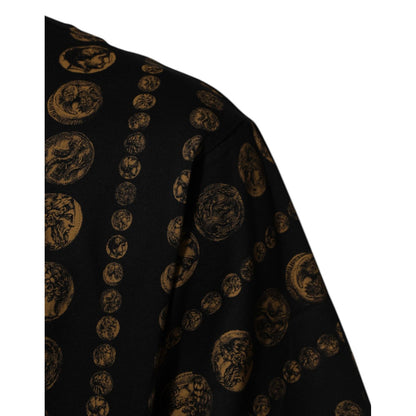 Dolce & Gabbana Black Cotton Coin Print Crew Neck T-shirt