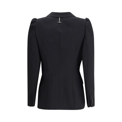Alexander McQueen Black Wool Coat back view with traditional lapels and sleek design, showing detailing and perfect for modern outfits.