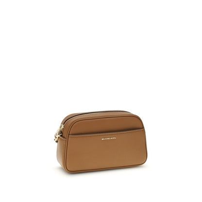 Michael Kors Brown Calf Leather Bos Taurus Shoulder Bag with gold-tone details and adjustable strap, perfect for stylish organization.