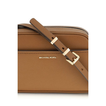 Michael Kors Brown Calf Leather Bos Taurus Shoulder Bag with adjustable strap and gold-tone details.