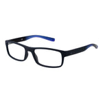 Nike Blue Men Glasses Frame, full-rim rectangle style with blue plastic material, demo lenses, and 53-17-140 size dimensions.