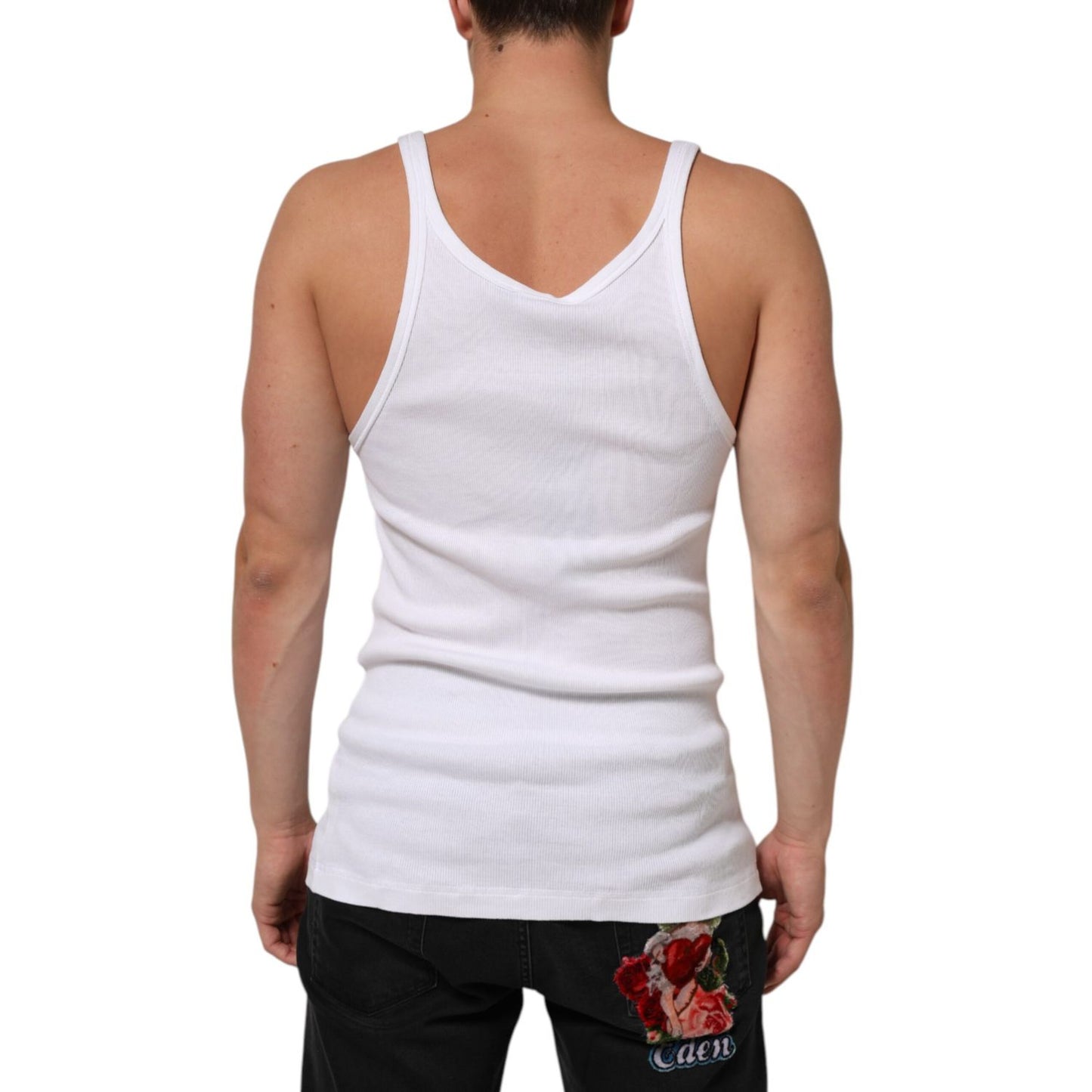 Dolce & Gabbana White Sleeveless Round Neck Tank Top T-shirt