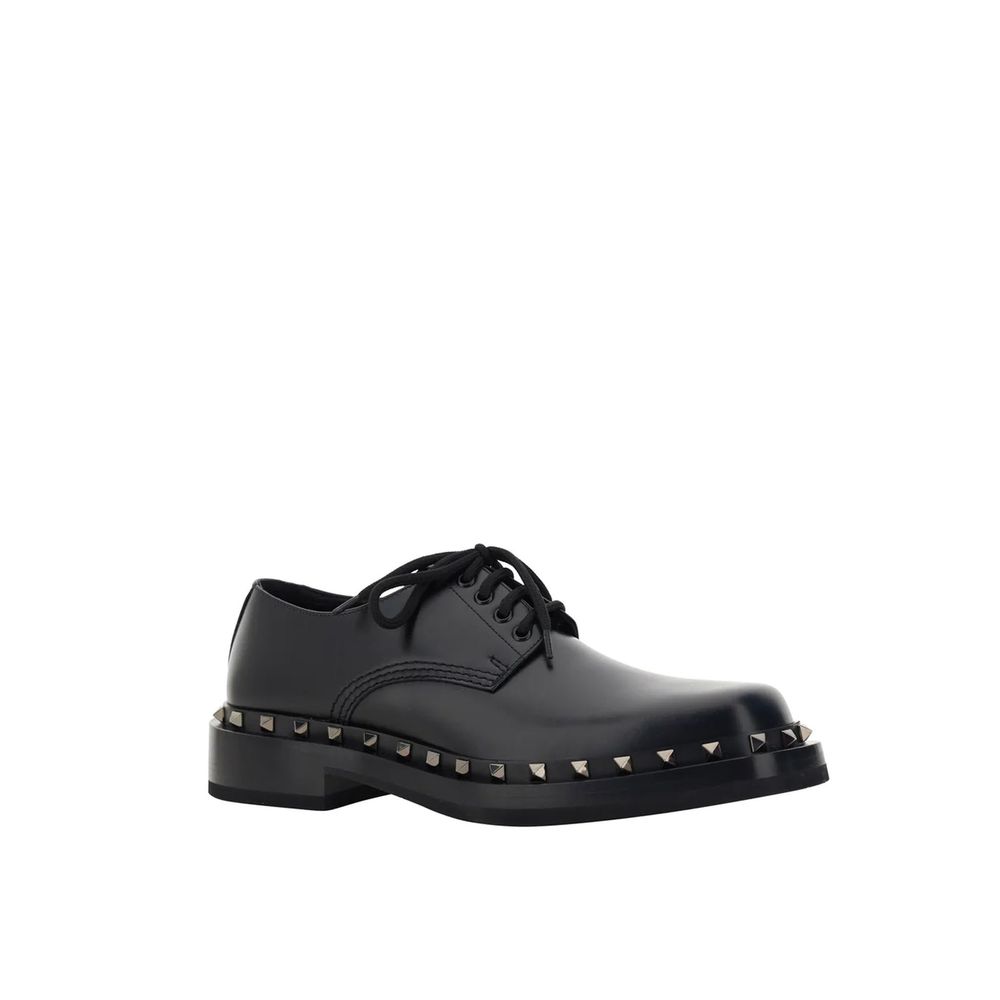 Valentino Garavani Black Calfskin Oxfords And Derbies
