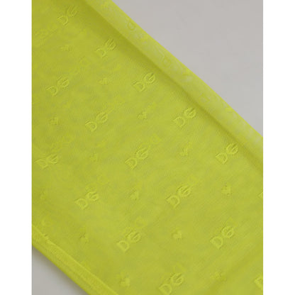 Dolce & Gabbana Neon Green Nylon Logo Lace Leggings Pants Underwear