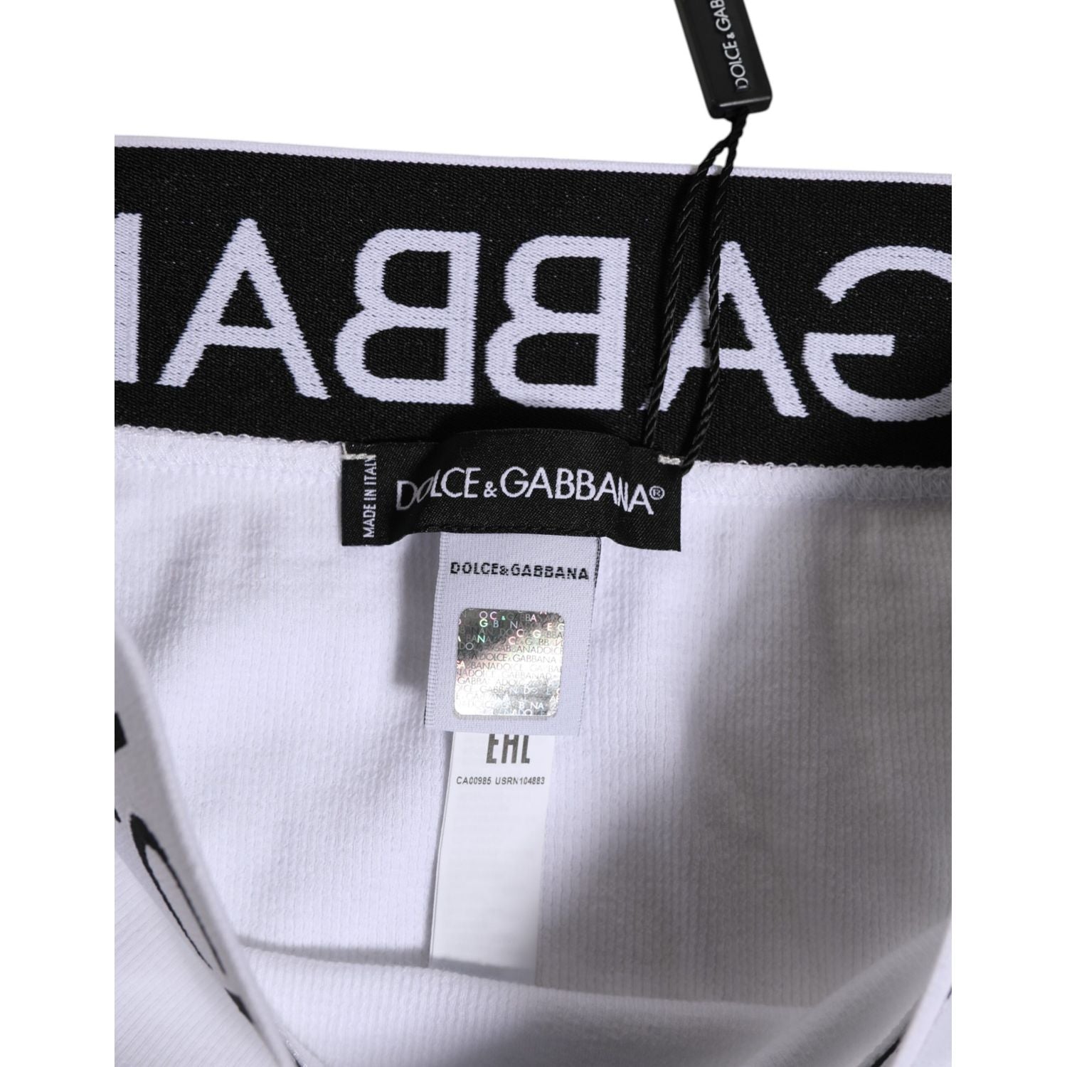 Dolce & Gabbana White Cotton Stretch High Waist Panty Underwear