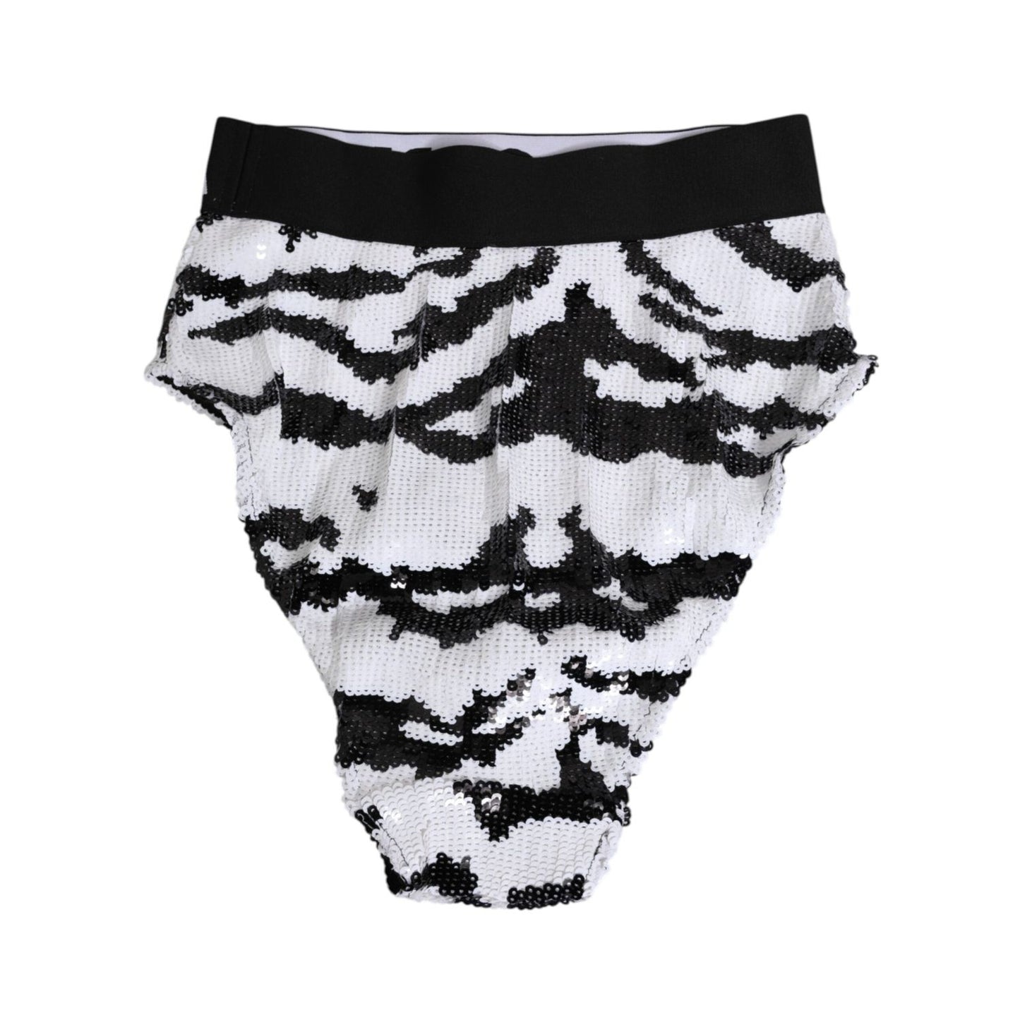 Dolce & Gabbana Black White Sequin High Waist Panty Underwear