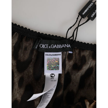 Dolce & Gabbana Brown Leopard Silk Mid Waist Panty Underwear