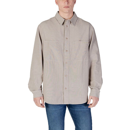 Calvin Klein Jeans Beige Recycled Cotton Shirt Calvin Klein Jeans