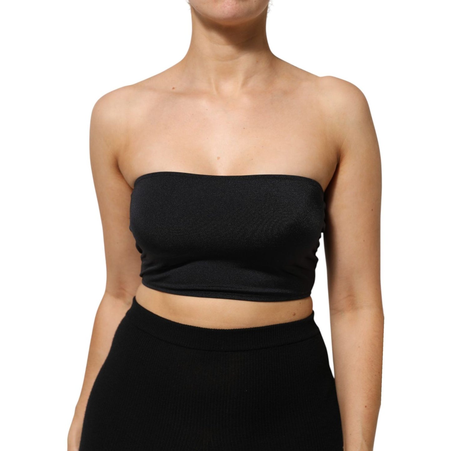 Dolce & Gabbana Black Nylon Blend Bandeau Strapless Tube Top Dolce & Gabbana