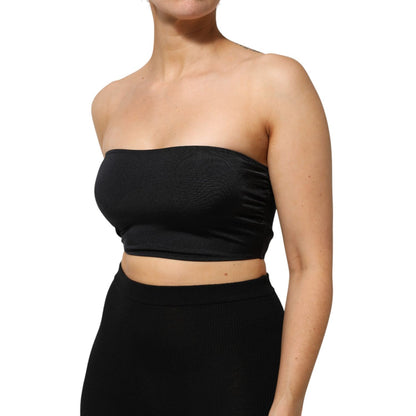 Dolce & Gabbana Black Nylon Blend Bandeau Strapless Tube Top Dolce & Gabbana