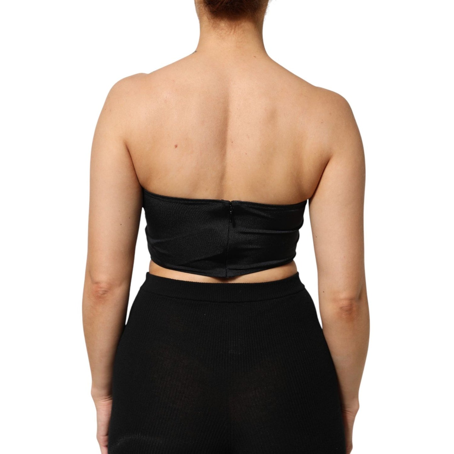 Dolce & Gabbana Black Nylon Blend Bandeau Strapless Tube Top Dolce & Gabbana