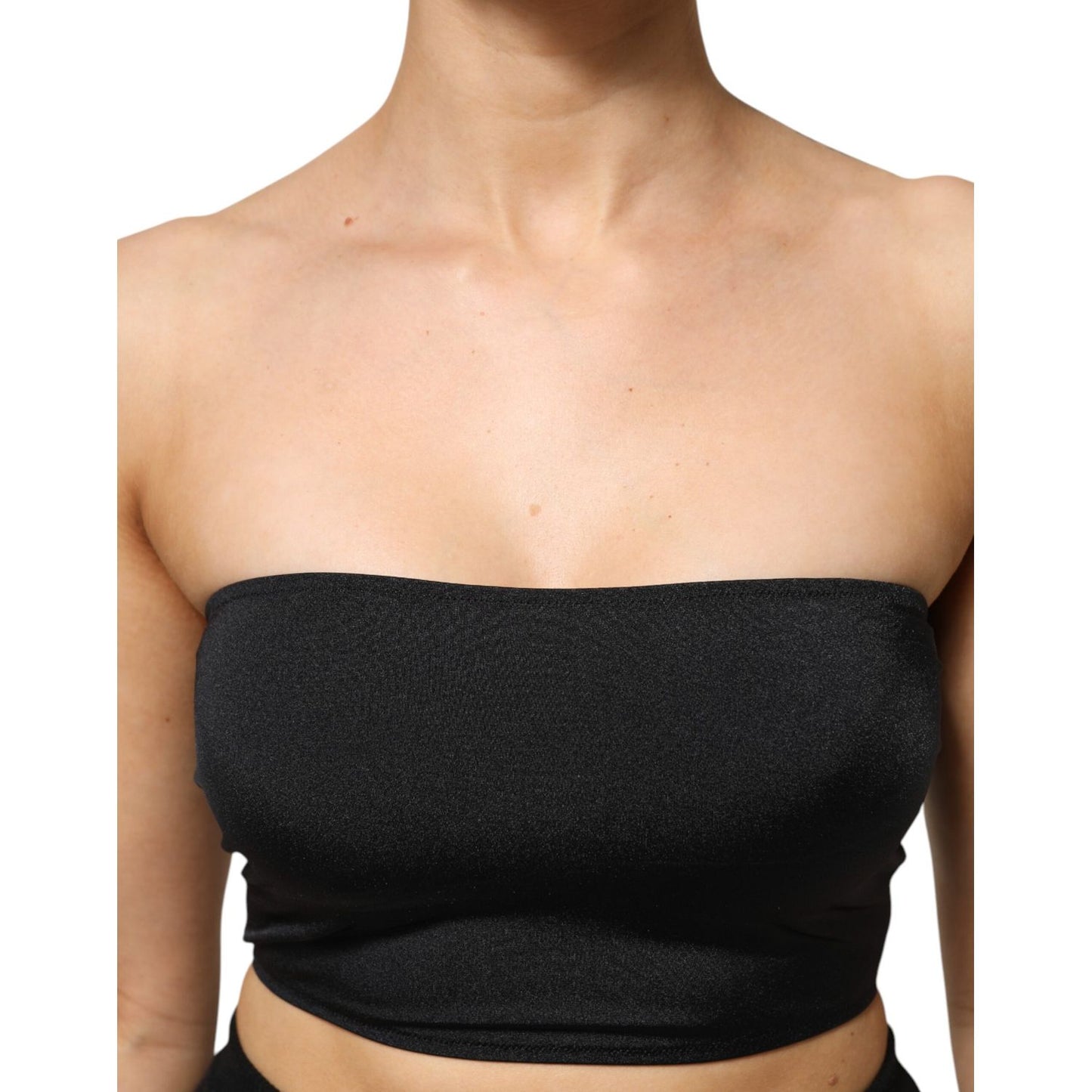Dolce & Gabbana Black Nylon Blend Bandeau Strapless Tube Top Dolce & Gabbana